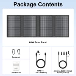 MHPOWOS Solar Battery Charger for Powerbank, 45W / 60W Foldable Portable Solar Panel with USB C, DC Output for Camping Phone