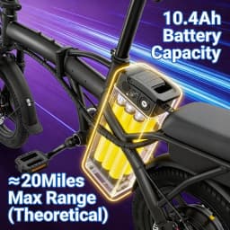 T5 Lightweight Folding Electric Bike for Adults 48V 750W Peak Power 20MPH 18-22 Miles Range 14Inch Disc Brake Commuter E-bike