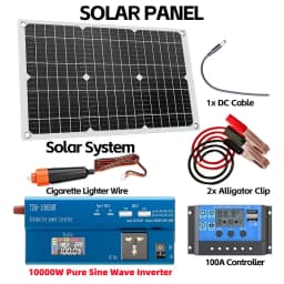 4000W Solar Inverter Kit Complete 12V to 110V/220V Solar Panel System 12V Solar Panel Battery Charge Controller Power Generation