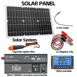 4000W Solar Inverter Kit Complete 12V to 110V/220V Solar Panel System 12V Solar Panel Battery Charge Controller Power Generation