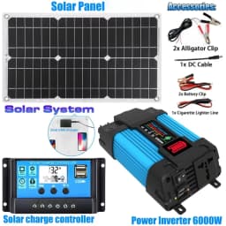 4000W Solar Inverter Kit Complete 12V to 110V/220V Solar Panel System 12V Solar Panel Battery Charge Controller Power Generation