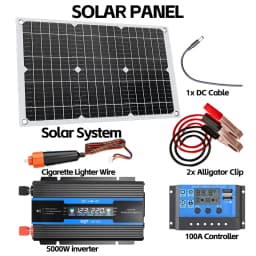 4000W Solar Inverter Kit Complete 12V to 110V/220V Solar Panel System 12V Solar Panel Battery Charge Controller Power Generation