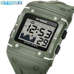 SYNOKE Digital Watch Men Sports Electronic Watch Waterproof Night Glow Large Screen Square Student Watch Outdoor Running Camping