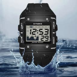 SYNOKE Digital Watch Men Sports Electronic Watch Waterproof Night Glow Large Screen Square Student Watch Outdoor Running Camping