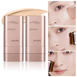 Light and Moist Hydrating Foundation, Natural-Looking, Moisturizing, Shiny, Thin and Lightweight, Double-Headed Makeup Foundation That Rotates for Easy Use, with Its Own Brush, Waterproof, Easy to Apply Makeup, and Easy for Beginners to Use.