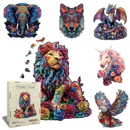 Wooden Irregularly Shaped Animal Jigsaw Puzzles Adult Toys 3D Lions Dinosaurs Eagles Creative Crafts Jigsaw Games Holiday Gifts