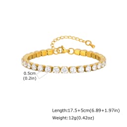 2/3/4/5MM Luxury Zircon Tennis Chain Bracelet for Women, Stainless Steel Bracelet Zircon Chain Bracelets, Dainty Jewelry Gift