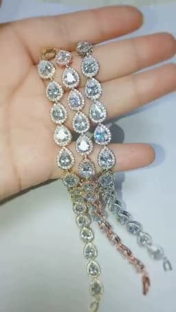 ZAKOL Luxury Geometric Water Drop Zirconia Bracelets for Elegant Women Full Crystal Charm Bracelet Bridal Wedding Jewelry