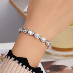 ZAKOL Luxury Geometric Water Drop Zirconia Bracelets for Elegant Women Full Crystal Charm Bracelet Bridal Wedding Jewelry