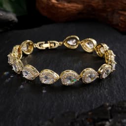 ZAKOL Luxury Geometric Water Drop Zirconia Bracelets for Elegant Women Full Crystal Charm Bracelet Bridal Wedding Jewelry