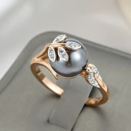 Wbmqda Grey Pearl Women's Rings 585 Rose Gold Color Luxury Wedding Zircon Jewelry Gifts
