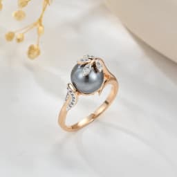 Wbmqda Grey Pearl Women's Rings 585 Rose Gold Color Luxury Wedding Zircon Jewelry Gifts