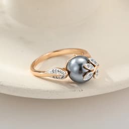 Wbmqda Grey Pearl Women's Rings 585 Rose Gold Color Luxury Wedding Zircon Jewelry Gifts