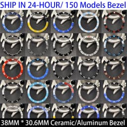 Sloping 38mm * 30.6mm Ceramic/Aluminum Bezel GMT and Diving Watch Insert Fits for 40mm Men's Watch Case Bezel Replacement Insert