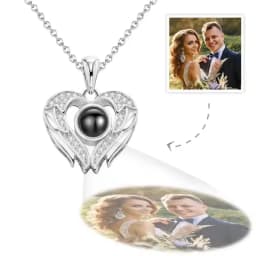 Custom Picture Heart Necklace Personalized Projection Necklace Memorial Valentine's Day Birthday Gifts for Wife Girlfriend