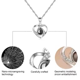 Custom Picture Heart Necklace Personalized Projection Necklace Memorial Valentine's Day Birthday Gifts for Wife Girlfriend