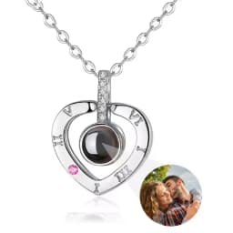 Custom Picture Heart Necklace Personalized Projection Necklace Memorial Valentine's Day Birthday Gifts for Wife Girlfriend