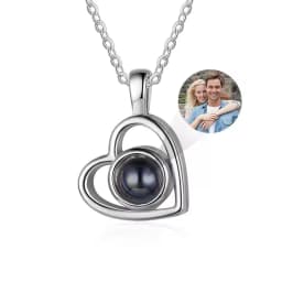 Custom Picture Heart Necklace Personalized Projection Necklace Memorial Valentine's Day Birthday Gifts for Wife Girlfriend