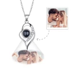 Custom Picture Heart Necklace Personalized Projection Necklace Memorial Valentine's Day Birthday Gifts for Wife Girlfriend