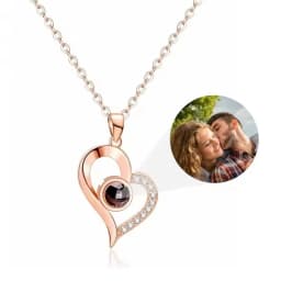 Custom Picture Heart Necklace Personalized Projection Necklace Memorial Valentine's Day Birthday Gifts for Wife Girlfriend