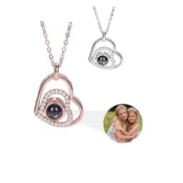 Custom Picture Heart Necklace Personalized Projection Necklace Memorial Valentine's Day Birthday Gifts for Wife Girlfriend