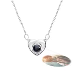 Custom Picture Heart Necklace Personalized Projection Necklace Memorial Valentine's Day Birthday Gifts for Wife Girlfriend