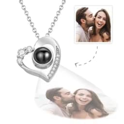 Custom Picture Heart Necklace Personalized Projection Necklace Memorial Valentine's Day Birthday Gifts for Wife Girlfriend