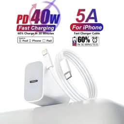 40W USB Type-C Fast Charger For iPhone 16 15 14 13 12 11 Pro Max Plus Phone Charger EU Adapter PD Fast Charge Cable Accessories