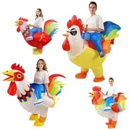 Adult Colorful Rooster ET Alien Inflatable Costumes Funny Fancy Animal Outfits Halloween Carnival Performance Wear for Man Woman