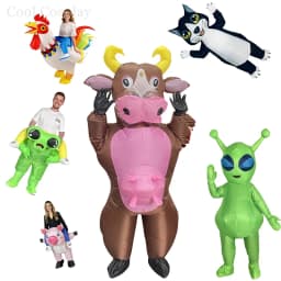 Adult Colorful Rooster ET Alien Inflatable Costumes Funny Fancy Animal Outfits Halloween Carnival Performance Wear for Man Woman