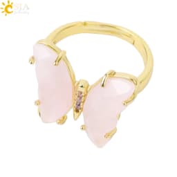 Rock Crystal Necklace Butterfly Necklaces Natural Stone Amethysts Clear Quartz Tiger Eye Pendants Stainless Steel Chain H158