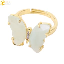 Rock Crystal Necklace Butterfly Necklaces Natural Stone Amethysts Clear Quartz Tiger Eye Pendants Stainless Steel Chain H158