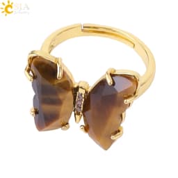 Rock Crystal Necklace Butterfly Necklaces Natural Stone Amethysts Clear Quartz Tiger Eye Pendants Stainless Steel Chain H158