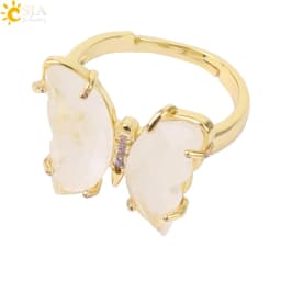 Rock Crystal Necklace Butterfly Necklaces Natural Stone Amethysts Clear Quartz Tiger Eye Pendants Stainless Steel Chain H158