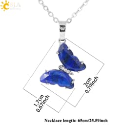 Rock Crystal Necklace Butterfly Necklaces Natural Stone Amethysts Clear Quartz Tiger Eye Pendants Stainless Steel Chain H158