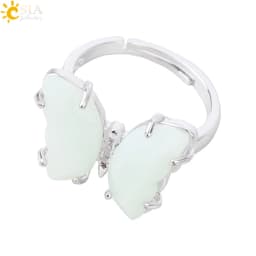 Rock Crystal Necklace Butterfly Necklaces Natural Stone Amethysts Clear Quartz Tiger Eye Pendants Stainless Steel Chain H158