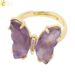 Rock Crystal Necklace Butterfly Necklaces Natural Stone Amethysts Clear Quartz Tiger Eye Pendants Stainless Steel Chain H158