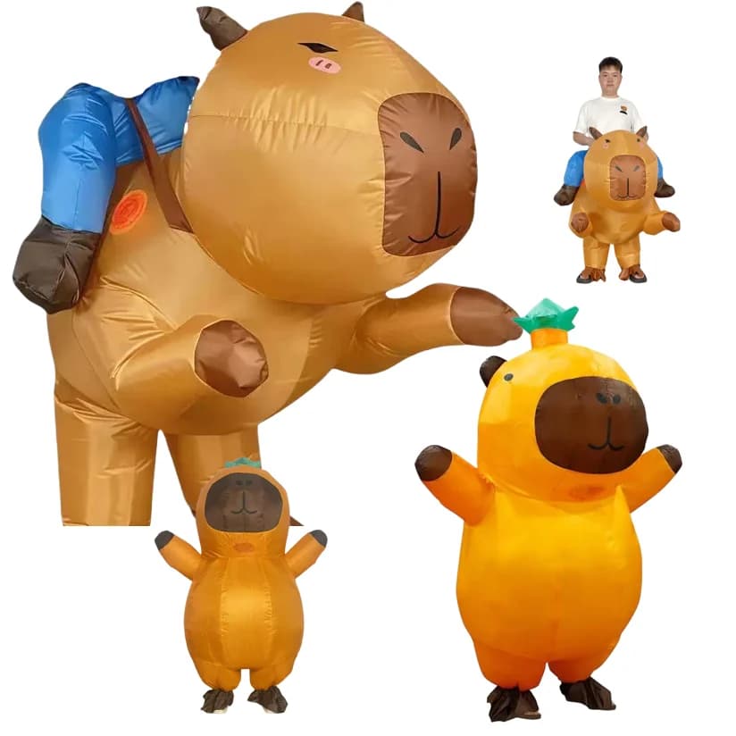 New Arrival Cartoon Animal Inflatable Costumes 2026 Capybara Inflatable Outfits Cute Animal Blow Up Clothing Party Beach Props