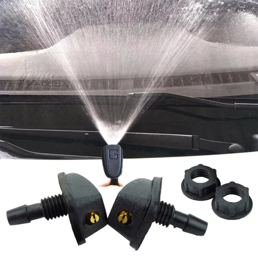 2 Pcs/Set Car Universal Front Windshield Wiper Nozzle Jet Sprayer Kits Sprinkler Water Fan Spout Cover Washer Outlet Adjustment