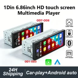 Universal 1 Din Car Stereo 6.86Inch HD Touch Screen Car Multimedia Player Wireless CarPlay Auto BT FM USB Car Radio Audio Player