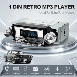 Retro Car Radio for Ford Bronco F-Series Mustang Galaxie Ranchero Multimedia Player FM AM RDS Bluetooth AUX USB 12V MP3 Stereo