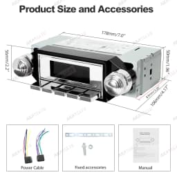 Retro Car Radio for Ford Bronco F-Series Mustang Galaxie Ranchero Multimedia Player FM AM RDS Bluetooth AUX USB 12V MP3 Stereo