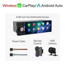 6.36 Inch 1Din Car Stereo Radio Wireless CarPlay Android Auto MP5 Player 1280x480 Touch Screen FM Multimedia Receiver