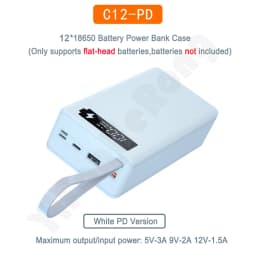 12*18650 Battery Power Bank Case Charger Box Holder Dual USB LCD Display Support Quick & Wireless Charger Battery Shell Storage