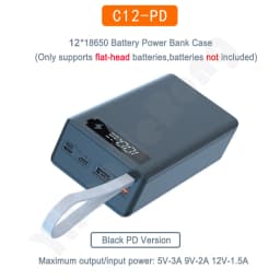 12*18650 Battery Power Bank Case Charger Box Holder Dual USB LCD Display Support Quick & Wireless Charger Battery Shell Storage