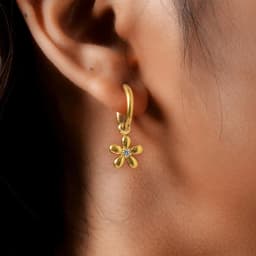 Exquisite Zircon Flower Hoop Earrings for Women,Gold Color Stainless Steel Earrings,Fashion Jewelry Gift