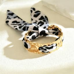 European and American Vintage Leopard Print Silk Scarf Open Bangle for Women Fashionable Colorful Pattern Cuff Bracelet Jewelry
