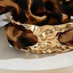 European and American Vintage Leopard Print Silk Scarf Open Bangle for Women Fashionable Colorful Pattern Cuff Bracelet Jewelry