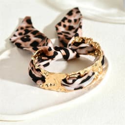 European and American Vintage Leopard Print Silk Scarf Open Bangle for Women Fashionable Colorful Pattern Cuff Bracelet Jewelry