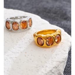 Yhpup Size 678 Stainless Steel Shiny Cubic Zirconia Round Fashion Ring High-Grade Stylish Exquisite Jewelry Accessories